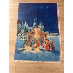 Vintage Porch Flag Christmas Nativity Scene Christian Holidays Winter JL